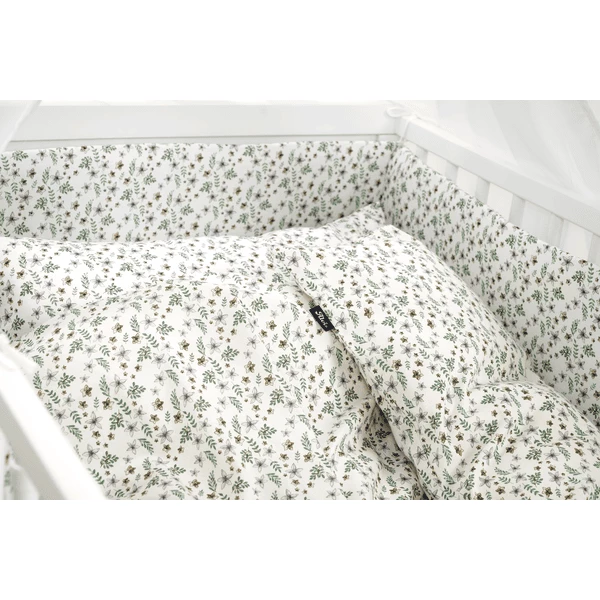 Alvi ® Beddenset 4-delig Petit Fleurs Groen/wit 100 X 135 Cm 2 Alvi ® Beddenset 4-delig Petit Fleurs Groen/wit 100 X 135 Cm - Afbeelding 2