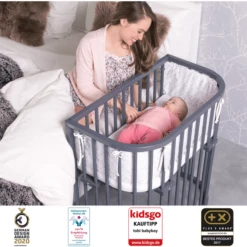 Babybay Boxspring Co-sleeper Comfort Plus Leigrijs Gelakt -Beddengoed Verkoopwinkel babybay boxspring co sleeper comfort plus leigrijs gelakt a376133 4