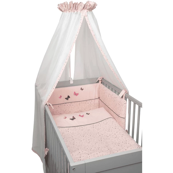 Be Be 's Collectie Mousseline Beddenset 3st 3D Vlinder Roze 1 Be Be 's Collectie Mousseline Beddenset 3st 3D Vlinder Roze