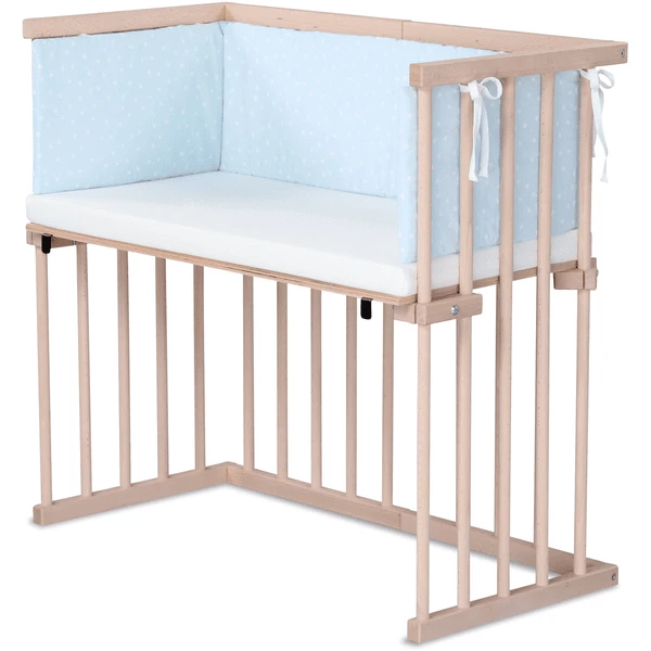 Dreamgood Co-sleeper Beuken Naturel | Matras Prime Air | Nest, Hemelsblauw Stippen Wit 2 Dreamgood Co-sleeper Beuken Naturel | Matras Prime Air | Nest, Hemelsblauw Stippen Wit - Afbeelding 2