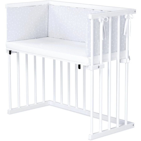 Dreamgood Co-sleeper Beuken Wit Gelakt | Matras Prime Air | Nest, Lichtgrijs Met Witte Stippen 2 Dreamgood Co-sleeper Beuken Wit Gelakt | Matras Prime Air | Nest, Lichtgrijs Met Witte Stippen - Afbeelding 2