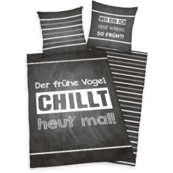 HERDING Beddengoed Spreuken "De Vroege Vogel..." 135 X 200 Cm -Beddengoed Verkoopwinkel herding beddengoed spreuken de vroege vogel 135 x 200 cm a360677 2