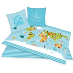 HERDING Wereldkaart Beddengoed 135x200cm -Beddengoed Verkoopwinkel herding wereldkaart beddengoed 135x200cm a262153 2