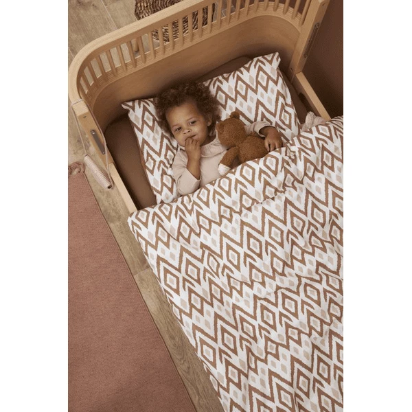 Meyco Beddengoed 120 X 150 Cm Ikat Sand / Uni Toffee 2 Meyco Beddengoed 120 X 150 Cm Ikat Sand / Uni Toffee - Afbeelding 2