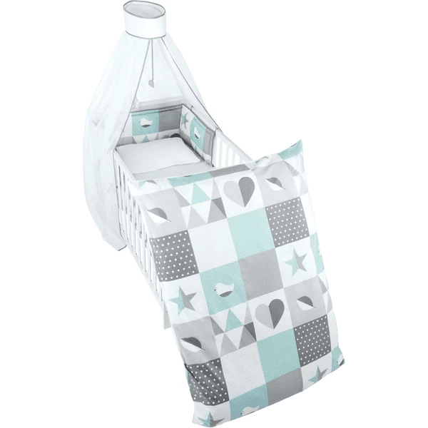 Roba Beddengoed Set 4-delig 100 X 135cm Happy Patch Mint 2 Roba Beddengoed Set 4-delig 100 X 135cm Happy Patch Mint - Afbeelding 2