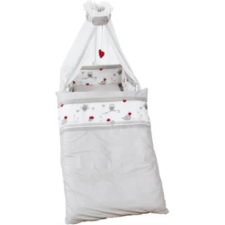 Roba Kinderbeddengoed-set 4-delig 100x135cm Adam & Uil Grijs Wit Bedrukt