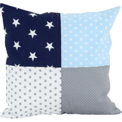 Ullenboom Patch Werkkussenhoes 40 X 40 Cm Blauw Lichtblauw Lichtgrijs Grijs