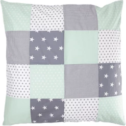 Ullenboom Patchwork Kussensloop 80 X 80 Cm Mint Grijs
